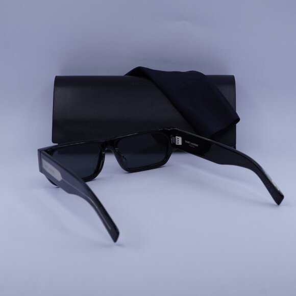 Saint Laurent SL660/F 001 Rectangle Sunglasses - Black - Picture 9 of 11